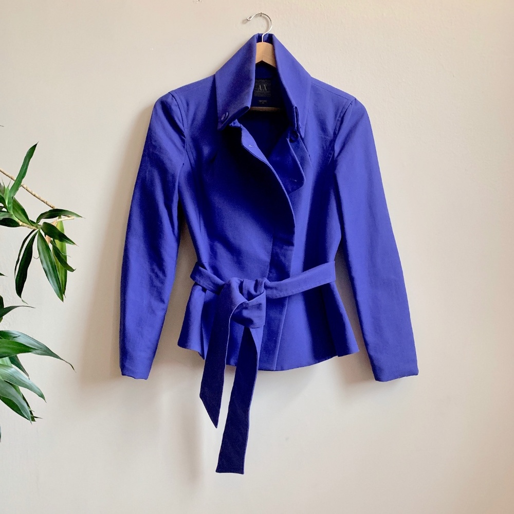 ARMANI EXCHANGE - Funnel Collar Jacket w/ Tie Belt